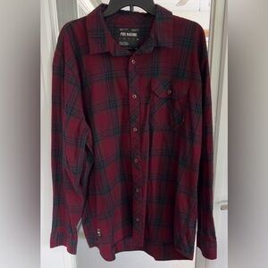 Men’s Fox Racing Shirt Red Plaid Flannel Casual Wize XXL